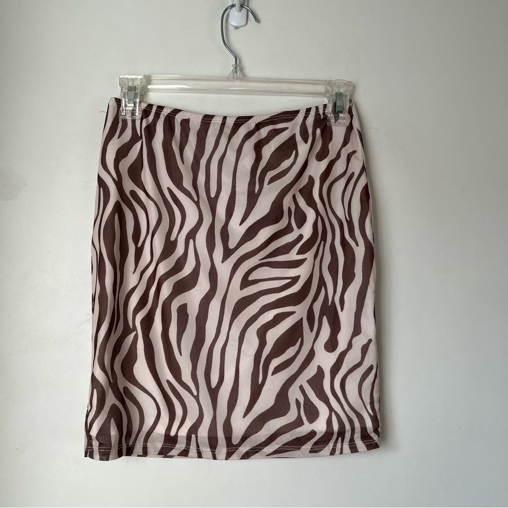Princess Polly Soul Sister Zebra Print Brown Mini Skirt 6
